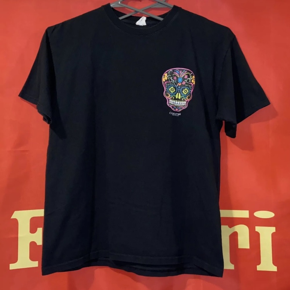 Cozumel Mexico Dia De Los Muerto Skull Colorful Graphic Flowers Black XL Good Co